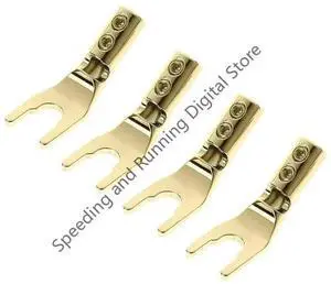 JAENFONG 4Pcs Gold plated Y U Shape Banana Plug Audio Speaker Plugs Screw Speaker Audio Cable Wire Connector