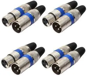 JAENFONG 8pcs Microphone Audio Cable Connector Adapter Accessories XLR Connector 3Pin Male Female Plug for DIY Microphone Audio Line