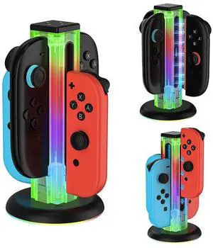 JAENFONG Controller Charger 4 in 1 Charging Station with RGB Lights for Nintendo Switch2 Joy-Con Accessories
