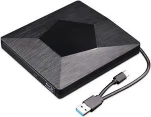 JAENFONG External 3D Blu Ray DVD Drive Burner, Wihool Ultra Slim USB 3.0 and Type-C Blu Ray BD CD DVD Burner Player Writer Reader Disk for Mac OS, Windows xp/7/8/10, Laptop PC (Black)