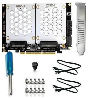 JAENFONG U.2 Dual-Disk Adapter Card Dual-Disk SFF8639 U.2 NVME and SATA 2.5-Inch Hard Drive to PCIE4.0 Split Card