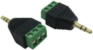 JAENFONG 3.5mm 3 Pole Stereo Audio Video Male to 3 Screw Terminal Female Double Track Headphone Replacement Solderless Balum Converter Adapter (2-Pack)