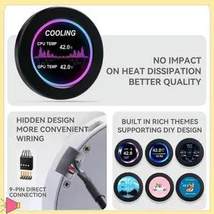 JAENFONG 2.1 Inches Water-Cooled Secondary Screen Ips Round Screen Water-Cooled Chassis Built-In Screen Monitor Computer Status Durab