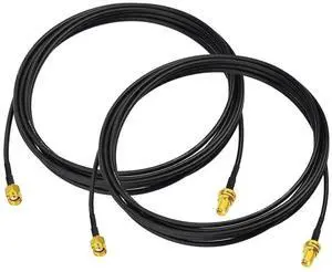WiFi Antenna Extension Cable 2-Pack RP-SMA Male to RP-SMA Female Bulkhead Mount RG174 Cable 3m 10 feet for WiFi Router Security IP Camera Wireless Network Card Adapter