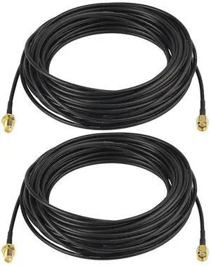 WiFi Antenna Extension Cable 2-Pack RP-SMA Male to RP-SMA Female Bulkhead Mount RG174 Cable 30 feet for WiFi Router Security IP Camera Wireless Network Card Adapter