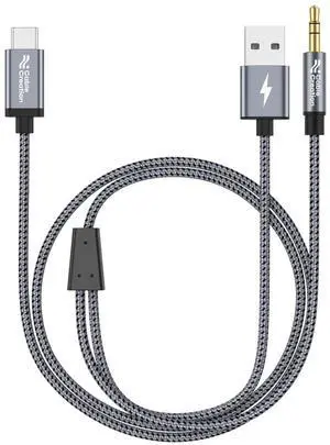 JAENFONG USB C to 3.5mm Audio Cable with USB Charging Cable, Car Aux Cable, Type C to Aux Jack Headphone Car Stereo with 18W Charge for iPhone 16 15 Pro Max Plus, Galaxy S24/S23+, Pixel 9/8/7+