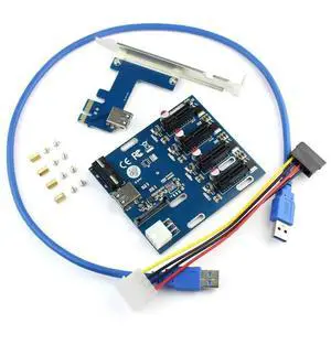 JAENFONG PCIe 1 to 4 PCI Express 1X Slots Riser Card Mini ITX to External 4 PCI-e Slot Adapter PCIe Port Multiplier Card