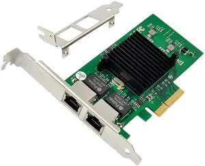 Dual-Port PCIe X4 Gigabit Network Card 1000M PCI Express Ethernet Adapter with Intel 82576 Two Ports LAN NIC Card for Support PXE SR-IOV for Windows/Windows Server/Linux/Freebsd/DOS with Low Profile