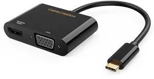 USB C to HDMI VGA Adapter4K@60Hz, VGA to USBC-C Adapter, USB-C VGA Multiport Adapter Compatible with iPhone 15 Plus/15 Pro Max, Galaxy S22 Ultra, iPad Pro 2020, Chromebook, Surface Pro