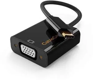USB C Male to VGA Female Adapter 1080P@60Hz, Type C to VGA Converter Thunderbolt 3/4 for iPhone 15 Plus/15 Pro Max, MacBook Pro, iPad Pro, Surface Book 2 and More - Black