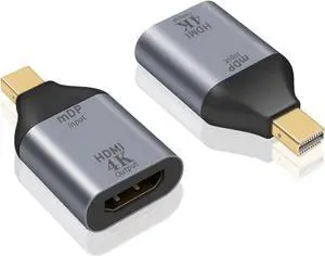JAENFONG Mini DisplayPort to HDMI Adapter 4K Mini DP to HDMI Adapter Male to Female Mini Display Port to HDMI Converter Gold Plated Adapter for MacBook Microsoft Surface Pro 2pack
