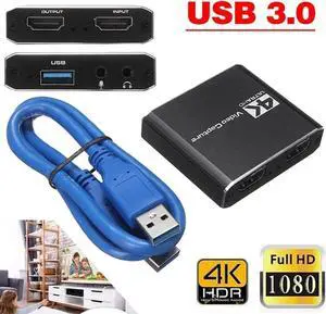 4K Capture Card for Live Streaming, 1080P 60FPS Game Capture Card with USB & Microphone HDMI Loop-Out, Capture Card for Recording Compatible with Nintendo Switch, PS4, PS5, PC, Xbox One
