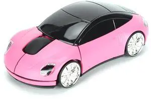 Wireless Mouse, 2.4GHz Cool 3D Sport Car Shape Wireless Gaming Mice with USB Receiver, Wireless Car Mouse for PC/Computer/Laptop (Pink)