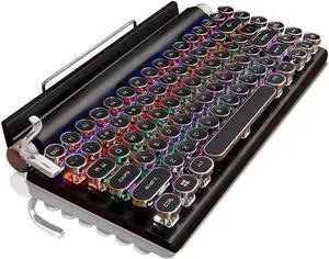 7KEYS Retro Typewriter Keyboard, Electric Typewriter Vintage with Upgraded Mechanical Classical, Punk Round Keys for Desktop PC/Laptop Mac/Phone