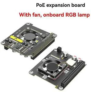 JAENFONG For Raspberry Pi 5 POE Ethernet Power Supply Module 802.3Af/At With Cooling Fan RGB Light