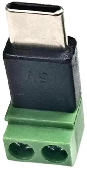 JAENFONG Type C Male to 2Pin 5V Solderless Green Terminal Adapter USB Quick Connector For mobile Phone and Computer Charging