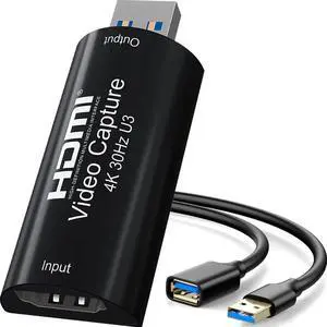 4K HDMI to USB 3.0 Video Capture Card 1080P 60FPS Cam Link Card Game Capture Card Adapter Screen Record Capture Device for Streaming, Gaming, Video Conference, Teaching, Live Broadcasting