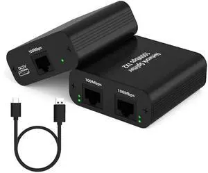Ethernet Splitter 1 to 2 Out, 100Mbps Internet Splitter Adapter with USB Power Cable, RJ45 Ethernet Splitter for Cat5/5e/6/7 Cable Support 2 Devices Simultaneously Networking