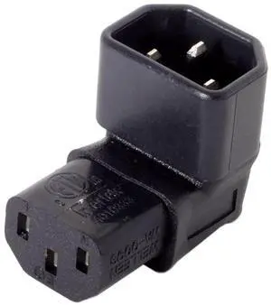 IEC 320 C14 Male to C13 Female 90 Degree UP Angled Power Extension Connector Adapter 10A 250V for Monitor/Computer/PDU Chassis/Printer