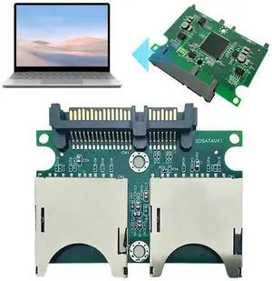 JAENFONG 2Port Dual SD Memory Card To SATA SDD Card Adapter Converter Convertor Adapter Card with Enclosure Case
