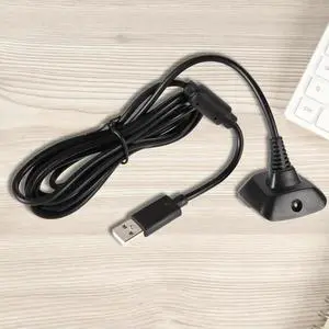 JAENFONG USB Play&Charger Charge Cable Adapter For XBOX 360 Controller Black FE