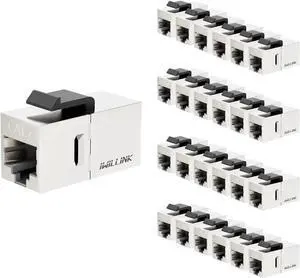 10Gbps CAT7 Coupler RJ45 Keystone Shielded Coupler 25-Pack, Ethernet Coupler, Female to Female Keystone Jack, STP Keystone Insert for Cat7/Cat6a/cat6/cat5e Cable