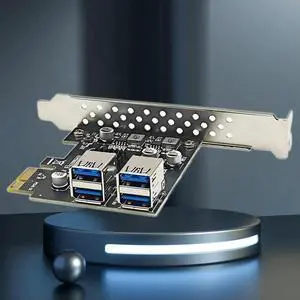 JAENFONG PCI-E 1X to 4 Port USB 3.0 Expansion Card USB3.2 GEN1 5Gbps PCI Express PCIe USB 3.0 HUB Adapter Controller Card
