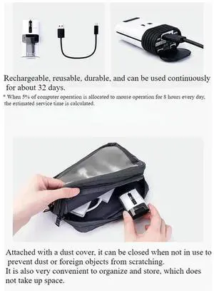 JAENFONG Mini Portable Wireless Bluetooth Mouse Chargeable Mute Light Weight Long Endurance For PC Office Laptop