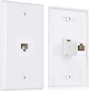 Cable Matters 2-Pack 1-Port Ethernet Wall Plate, Cat6 Wall Plate / Cat5 Ethernet Wall Outlet in White with White Ethernet Keystone Jack