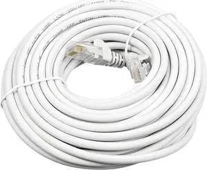 Cat5e Cable 100ft, RJ-45 Ethernet Patch Cord, Network Internet Cord, Standard Copper Wire, for Router, Laptop - White