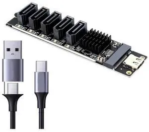 JAENFONG TYPE-C To SATA3.0 5 Ports Adapter Converter Card 6Gbps USB10G JM575+JMS580 For SATA SSD HDD Expansion JAENFONG TYPE-C To SATA3.0 5 Ports Adapter Converter Card 6Gbps USB10G JM575+JMS580 For SATA SSD HDD Expansion