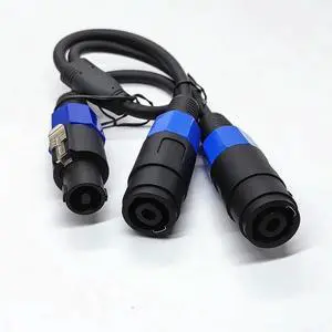 JAENFONG Speakon Splitter Cable,1 Male to 2 Female XLR Y Splitter Speakon Splitter Cable Speakon 1-Male to 2-Female1Pack