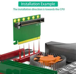 JAENFONG PCI-E 16X 3.0 90 Degree Reverse Male To Female Riser Card For 2U Server (Installation Direction Towards CPU)