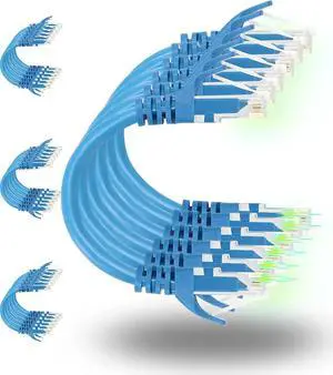 Patch Cables Cat6 0.5ft 24 Pack, Ethernet Patch Cable 10G, Cat 6 Patch Cable for Patch Panel to Switch, Flexiable Cat 6 Ethernet Cable with Gold Plated Blue