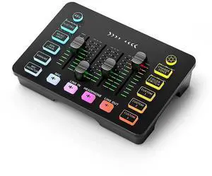 JAENFONG Sound Card Audio Mixer Rechargeable Audio Interface Mixer with XLR Microphone Interface for Podcasting/Recording