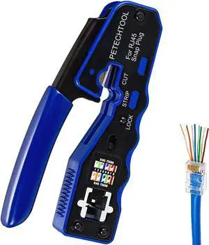 RJ45 Crimp Tool Pass Through Crimper Cutter for Cat6a Cat6 Cat5 Cat5e 8P8C Modular Connector Ethernet All-in-one Wire Tool