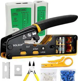 Pass Through RJ45 Crimp Tool Kit Ethernet Crimper CAT5 Cat5e Cat6 Crimping Tool Kit