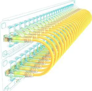Cat6a Patch Cables Slim 3ft (24 Pack), Flexible Cat6 Ethernet Patch Cable 10G 550MHZ, 28AWG Pure Copper Cat6 Patch Cable for Network Cabinet, Cat 6 Patch Cable Yellow