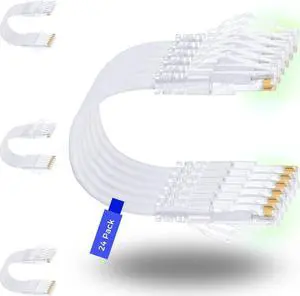 Patch Cables Cat6/ Cat6a 3ft (24 Pack) Slim, Cat6a Ethernet Patch Cable 10G Support, Snagless Cat 6 Patch Cable for Patch Panel to Switch, Flexiable Cat6 Ethernet Cable White