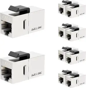 Cat6 Coupler RJ45 Cat6 Shielded Coupler 10-Pack, Ethernet Coupler, Female to Female Cat6 Keystone Jack, STP Keystone Insert Inline Coupler, Silver