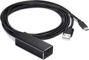 JAENFONG USB to RJ45 LAN Network Adapter, with USB 2.0 Power Cord for Power Supply, 10/100Mbps Micro USB Ethernet Adapter, USB LAN Adapter for Chromecast Fire TV Stick/Home Mini/Ultra/Audio