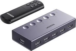 UGREEN HDMI Switch 5 in 1 Out 4K@60Hz, HDMI Splitter with Remote 5 Port Switcher Selector Box Support 3D CEC HDR HDCP2.2 Compatible with PS5/4/3 Xbox Nintendo Switch Roku TV Fire Stick Grey