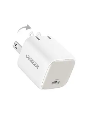 UGREEN 30W USB C Charger, Nexode Foldable GaN PPS Compact Fast Wall Charger Block, USB-C Power Adapter for iPhone 17/16/15/14, Galaxy S25/S24/S23, Pixel 9/8/7, MacBook Air, iPad(White)