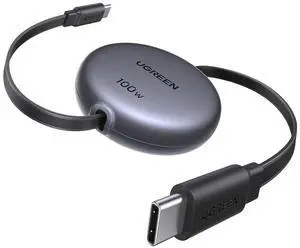 UGREEN 100W Retractable USB C Cable, Type C Cord USB C Charger Cable for iPhone 17/16/14, MacBook Pro/Air, Galaxy S25/S25/S24, iPad Pro/Air, Pixel 9/8, Switch, AirPods, Black, 3.3FT