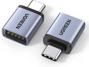 UGREEN USB to USB C Adapter 10Gbps,2 Pack USB C to A Adapter Compatible with iPhone 16 15 Pro/Samsung/MacBook Pro/Air/iPad Pro,Thunderbolt 4/3,Gray
