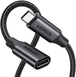UGREEN USB C Extension Cable, (1.5Ft/10Gbps/100W), USB C 3.2 Extender Nylon Type C Male to Female Cord Charging&Transfer Compatible with PSVR2/Macbook/iPad Pro/Hub/Magsafe Charger/iPhone-Black