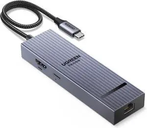 UGREEN Revodok Pro 6 in 1 USB C Hub Gigabit Ethernet Adapter with 4K 60Hz HDMI, 100W PD Charging, 10Gbps USB A&C 3.2 Data Ports Compatible with Mac M1, M2, M3, iPad, iPhone 16 Pro/Pro Max, Steam Deck
