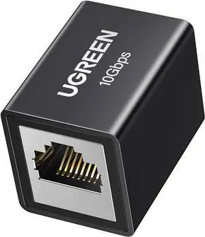 UGREEN Ethernet Extender 10Gbps, Ethernet Coupler for Cat8 Cat7 Cat6 Cat5 Cable, 328ft Long Distance Extend, Aluminum Alloy Shell, Black