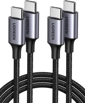 UGREEN USB C to USB C Cable 3.3FT, 60W 2-Pack USB C Cable Nylon Braided Type C Cord for iPhone 17/16, Galaxy S25/S24/S22, Pixel 8/7, MacBook Air/Pro, Dell XPS, iPad Pro/Mini/Air, Switch, Steam Deck