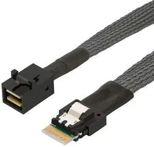 JAENFONG PCIe 4.0 Slimline SAS SFF 8654 4i 38Pin to Mini SAS HD SFF 8643 Cable 12Gbps High Speed Server Wire, 30AWG Copper, Black (0.5m) JAENFONG PCIe 4.0 Slimline SAS SFF 8654 4i 38Pin to Mini SAS HD SFF 8643 Cable 12Gbps High Speed Server Wire, 30AWG Copper, Black (0.5m)